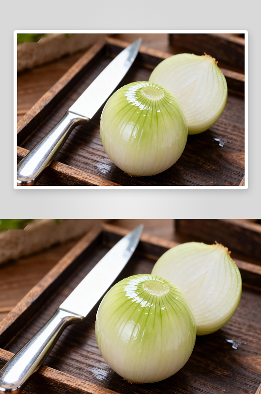 洋葱切片与刀具静物特写-众图网
