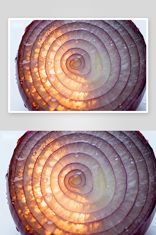 洋葱切面特写水珠晶莹-众图网