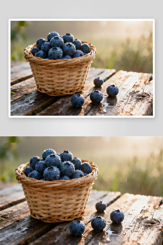 清晨蓝莓水珠闪烁-众图网