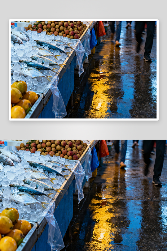 湿滑市场鱼果摊位-众图网