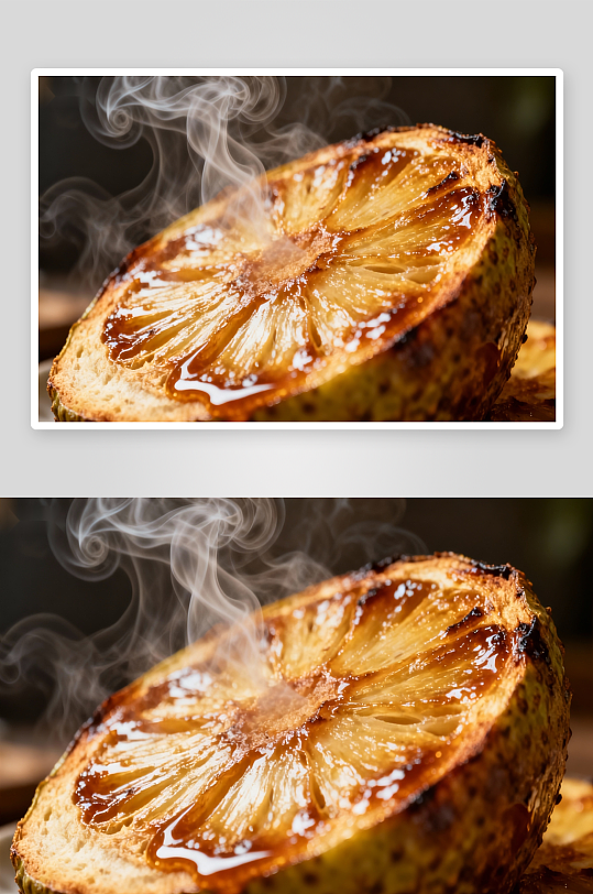 烤制水果散发热气-众图网