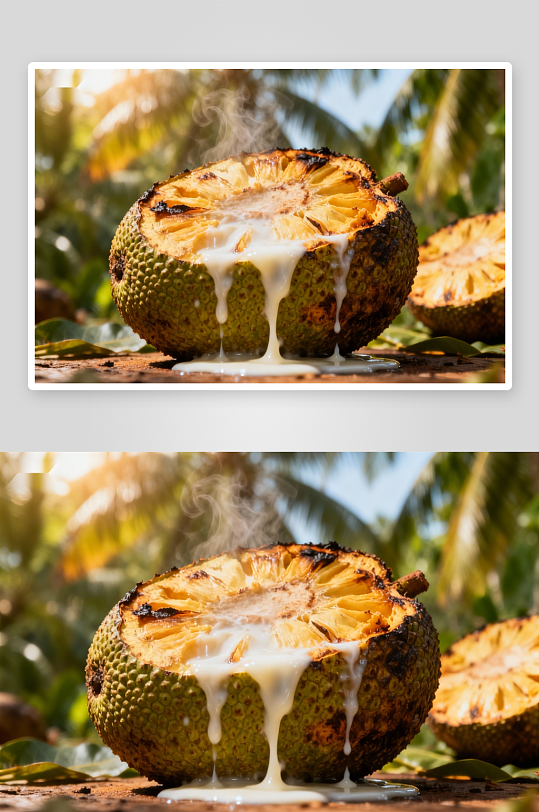 烤制水果流汁特写-众图网