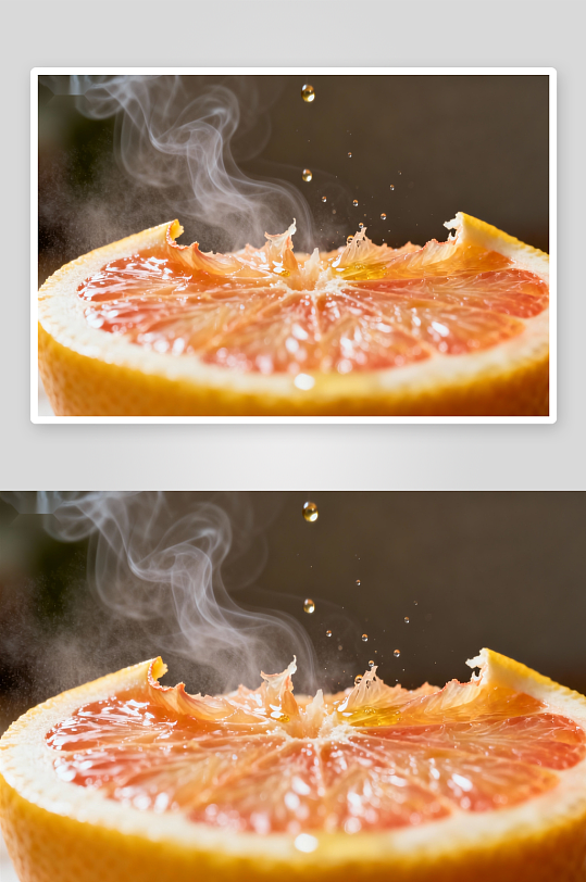 热气腾腾的柚子切面特写-众图网