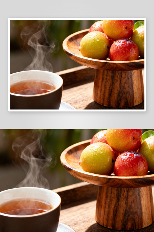 热茶与水果的静谧时光-众图网