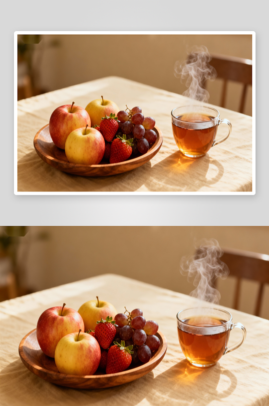 热茶与水果静物摆拍-众图网