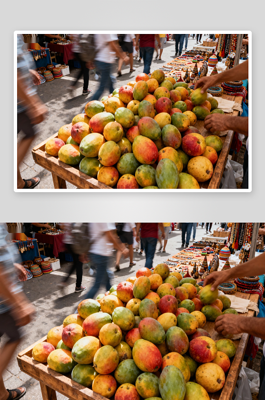 热闹市集芒果摊位-众图网