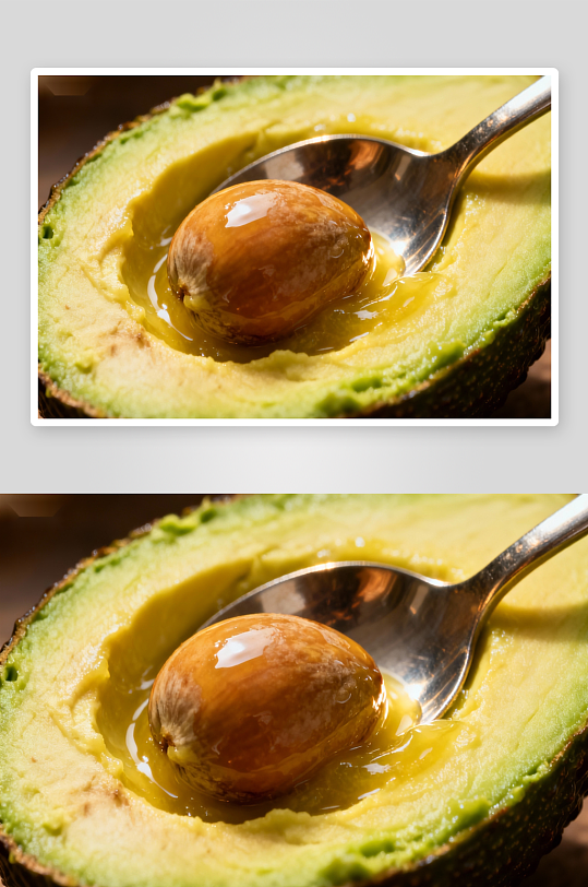 牛油果切开勺子挖核-众图网