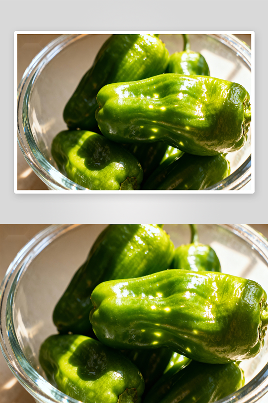 玻璃碗中新鲜青椒特写-众图网