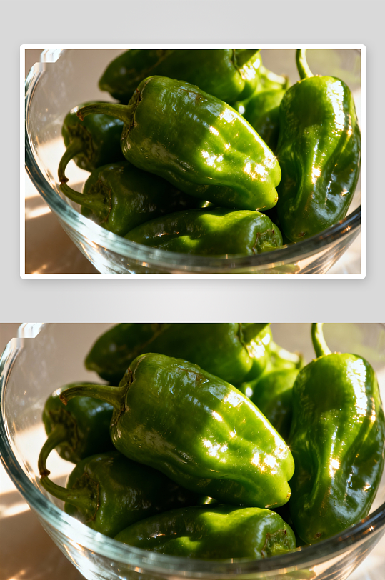 玻璃碗中青椒特写-众图网