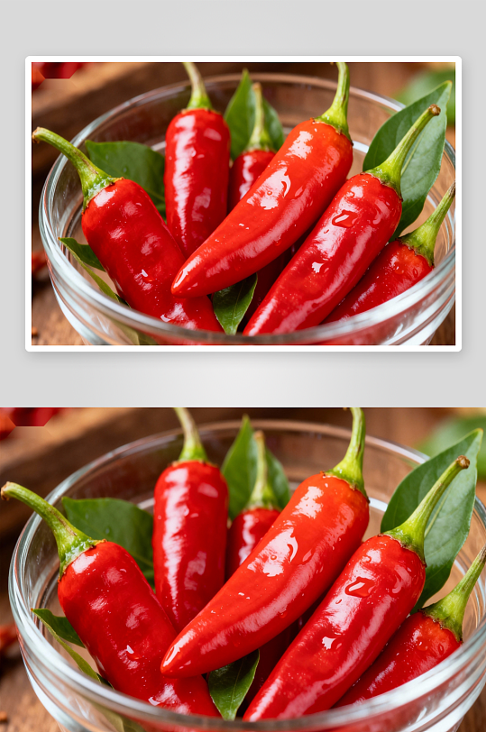 玻璃碗中鲜红辣椒特写-众图网