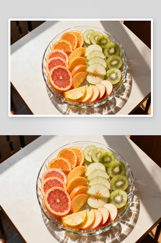 玻璃碗装水果切片色彩缤纷-众图网