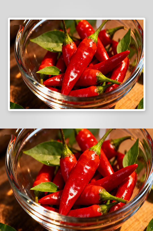 玻璃碗装红辣椒特写-众图网