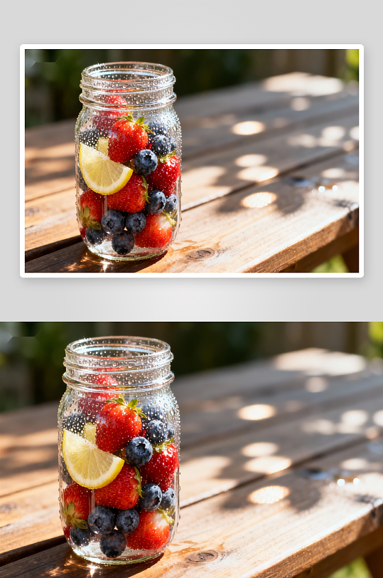 玻璃罐装水果饮品户外摆放-众图网