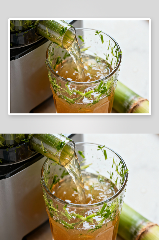 甘蔗汁倒入杯中瞬间-众图网