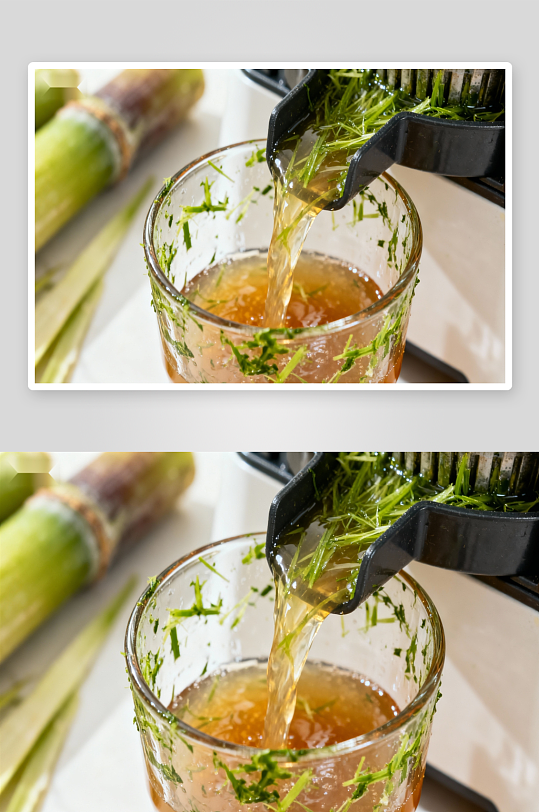 甘蔗汁榨取过程特写-众图网