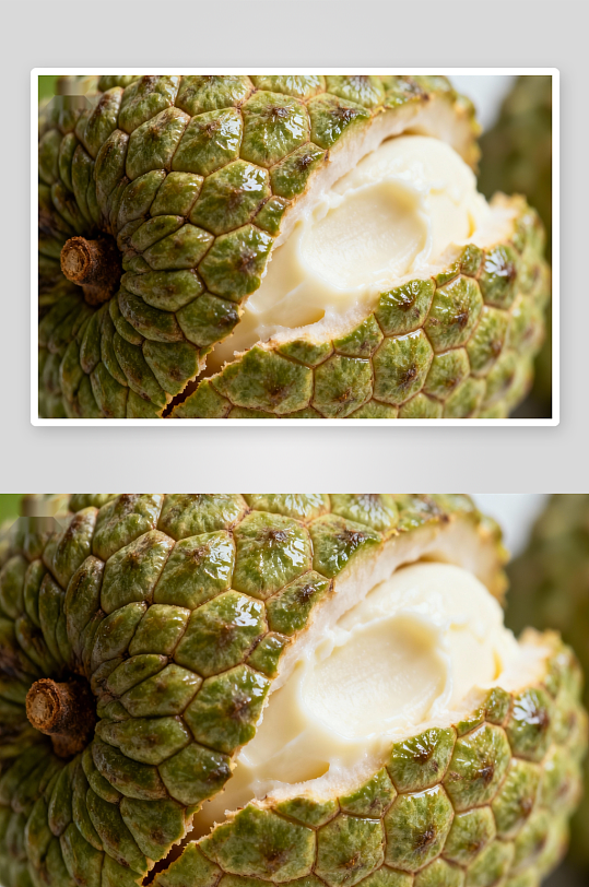 番荔枝特写展示果肉与外壳-众图网