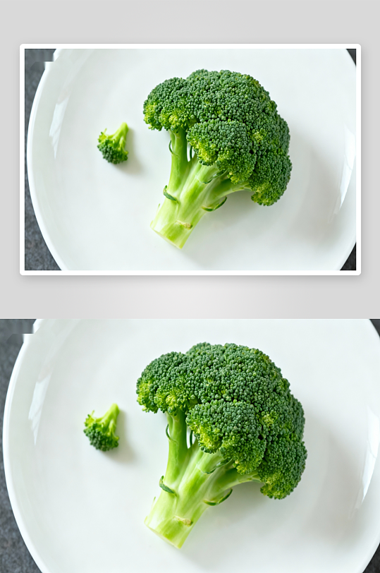 白盘上的西兰花特写-众图网