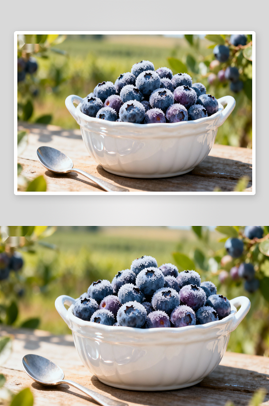 白碗蓝莓糖霜户外-众图网