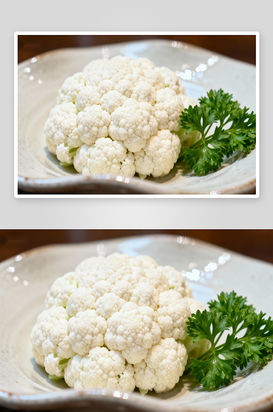 白花椰菜配香菜摆盘-众图网