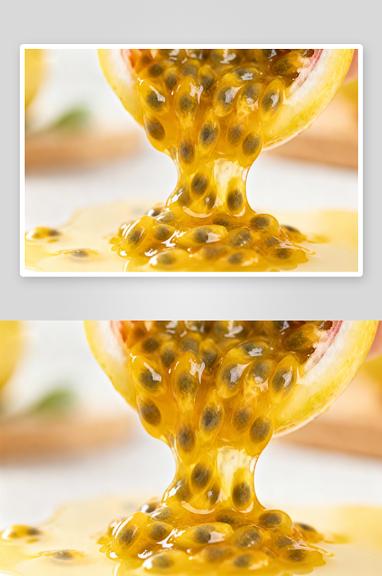 百香果切开汁液流出特写-众图网
