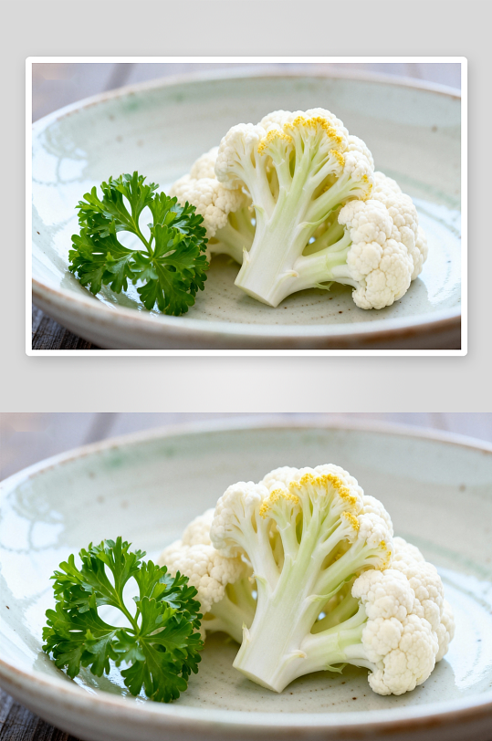 盘中新鲜花椰菜与香菜-众图网