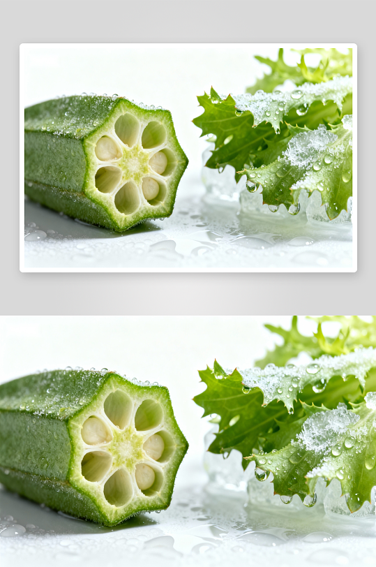 秋葵与生菜冰爽特写-众图网