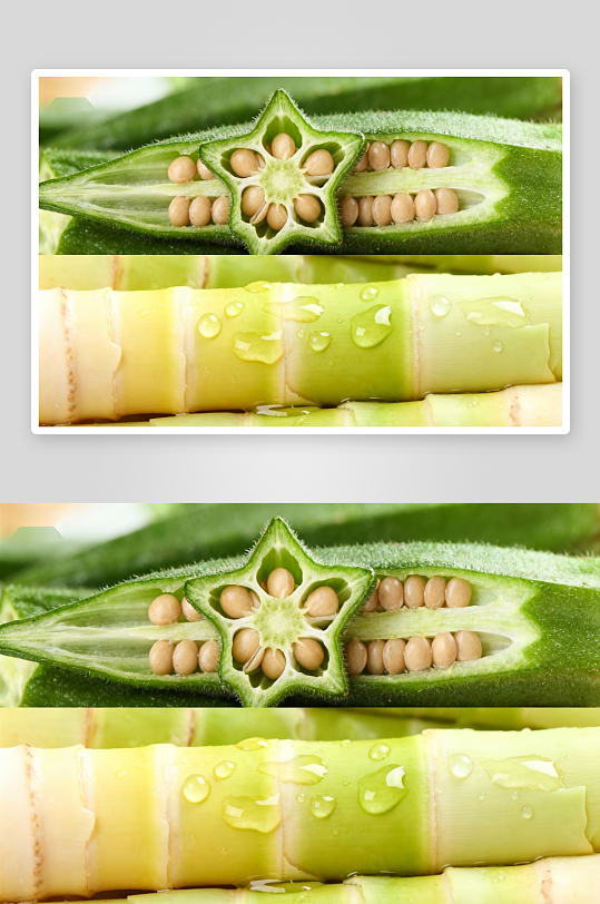 秋葵切面与甘蔗特写-众图网