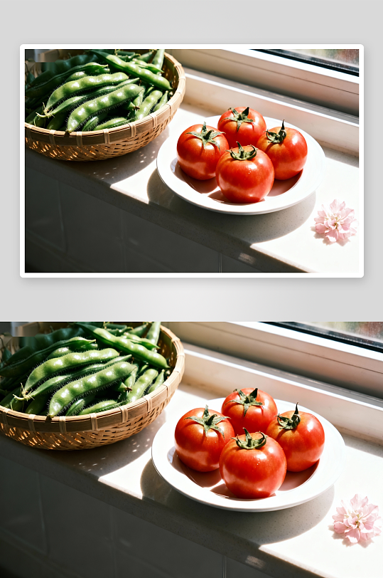 窗台蔬菜水果静物摄影-众图网