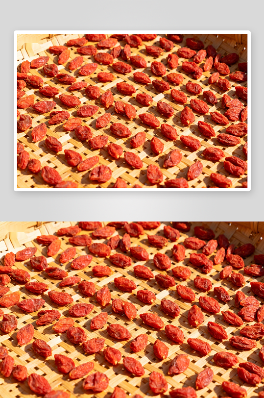 竹篮晾晒枸杞特写-众图网