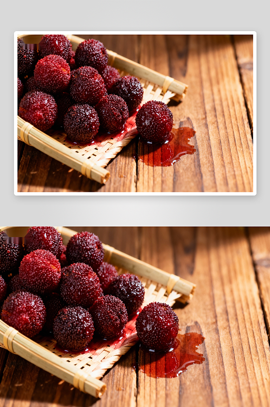 竹篮杨梅木桌滴汁-众图网