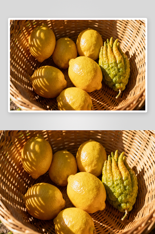 竹篮柠檬与佛手柑-众图网
