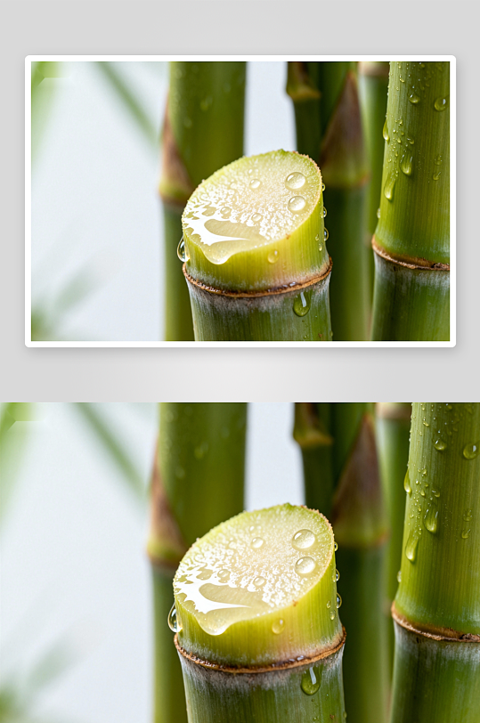 竹节切面水珠晶莹剔透-众图网