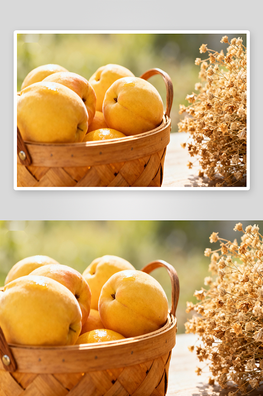 篮中桃子与干花静物-众图网