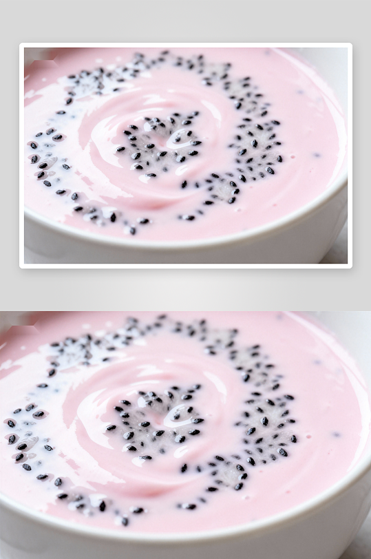 粉色酸奶点缀黑籽诱人美味-众图网