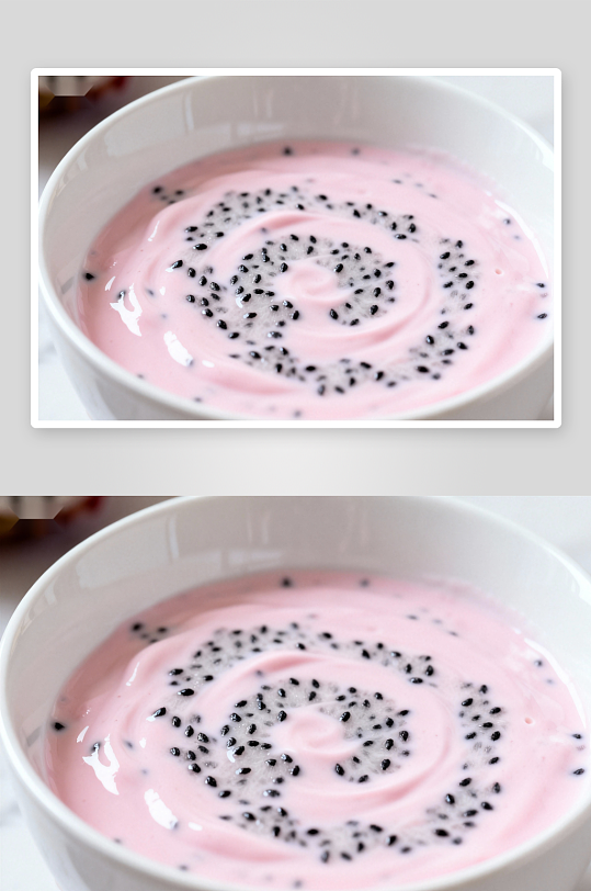 粉色酸奶碗点缀黑籽-众图网