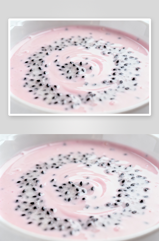 粉色饮品点缀黑籽诱人美味-众图网