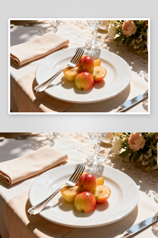 精致水果摆盘与餐桌布置-众图网