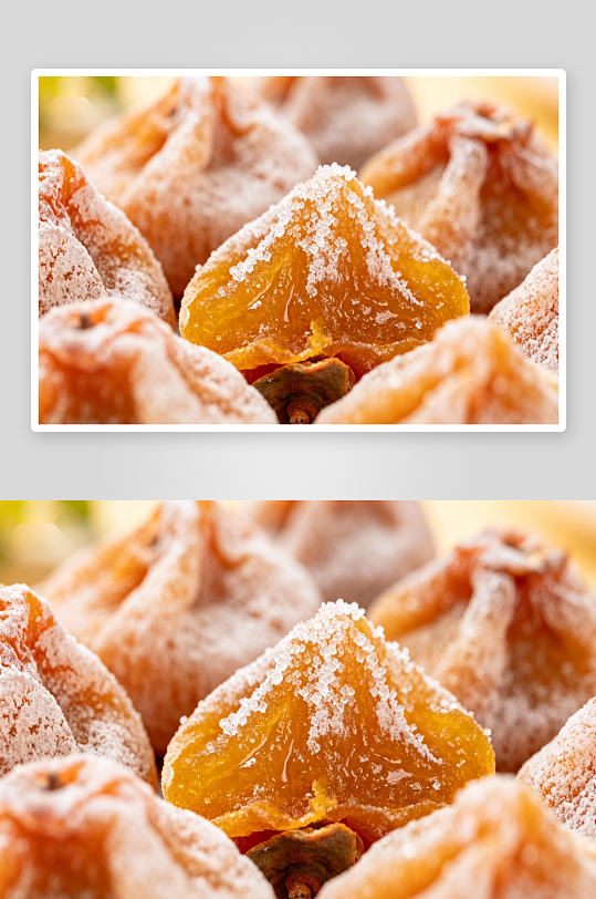 糖霜包裹的橙色果干特写-众图网