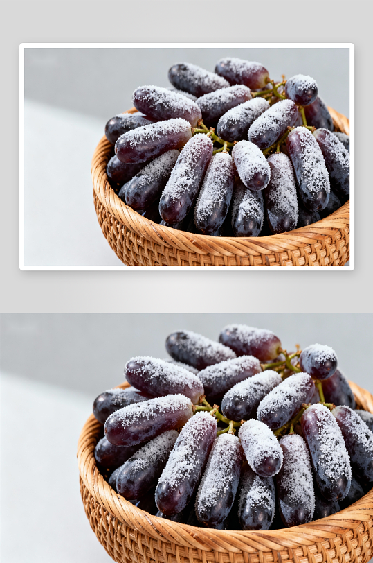糖霜紫葡萄装篮特写-众图网