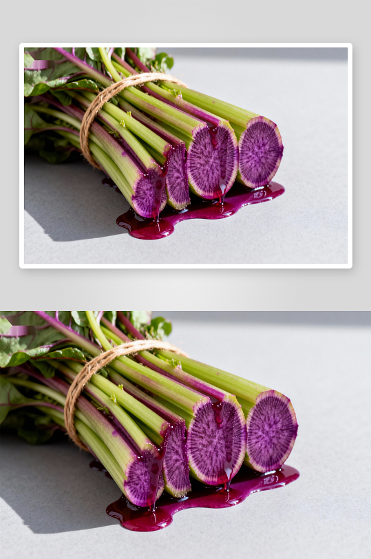 紫心萝卜切片汁液四溢-众图网