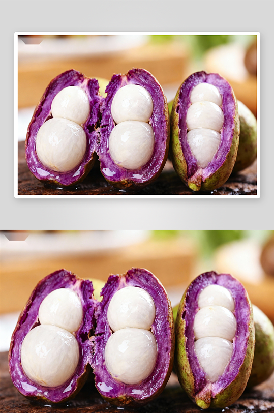 紫果切开露白肉照片摄影-众图网