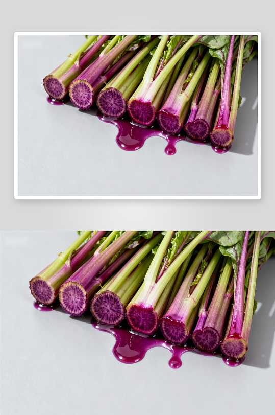 紫根蔬菜切面特写汁液流淌-众图网