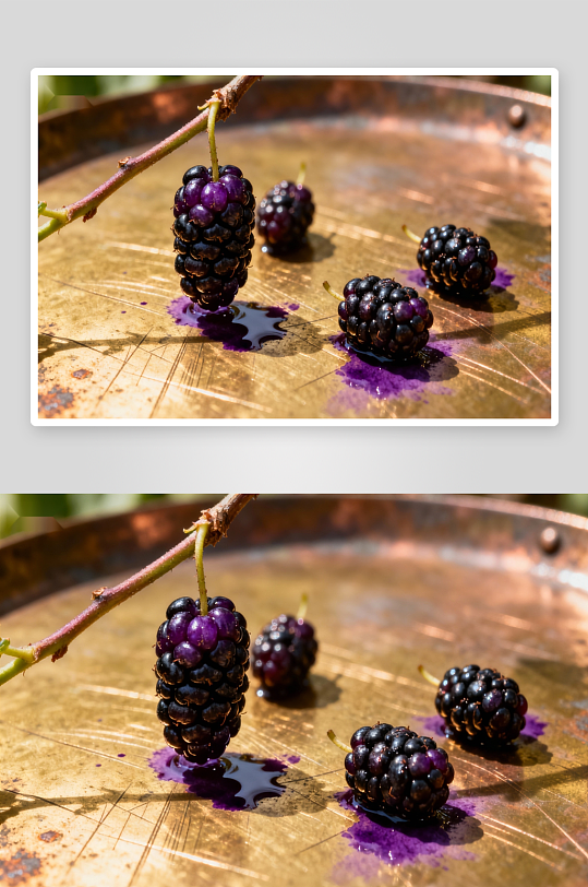 紫桑葚滴汁铜盘特写-众图网