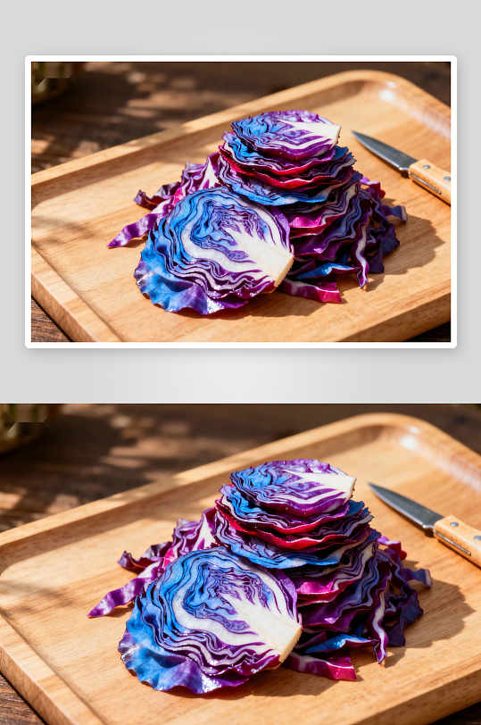 紫甘蓝切片摆盘照片摄影-众图网