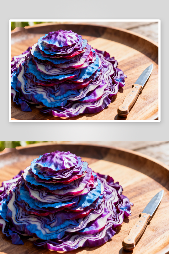 紫甘蓝切片摆盘创意展示-众图网