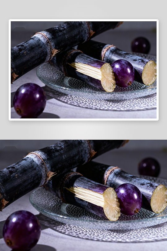 紫甘蔗与葡萄静物特写-众图网