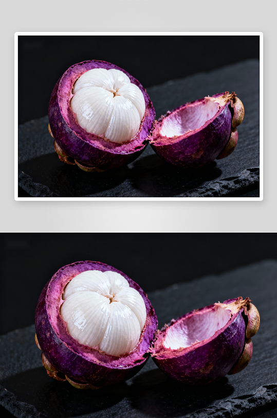 紫红色山竹果切开展示-众图网