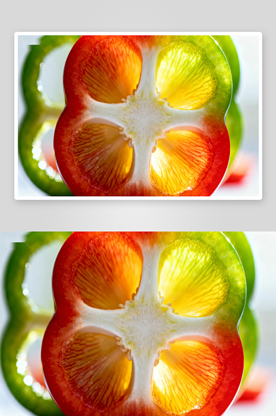 红绿椒切面特写色彩鲜艳-众图网