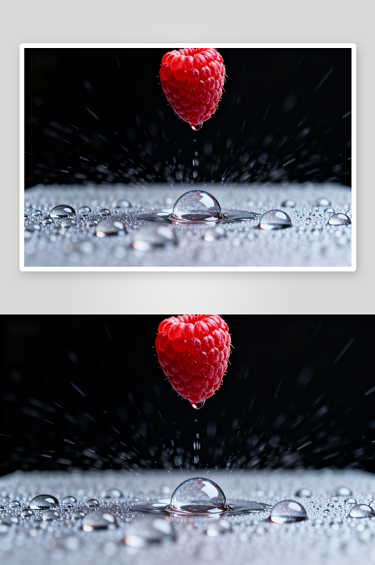 红莓滴水瞬间特写-众图网