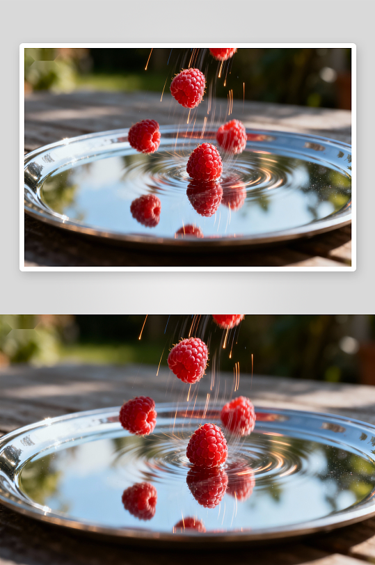 红莓落盘溅水瞬间-众图网